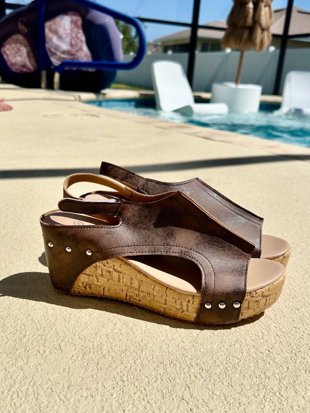 BBPM Platform Cork Wedge Beach Sandals, Size 7.5, NWOT - Picture 2 of 10